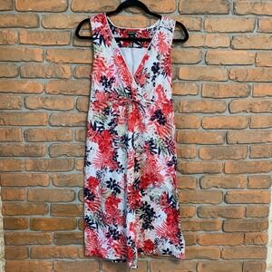 Eddie Bauer Floral Print Sleeveless Dress Womens Small Tie Waist Casual Sundress